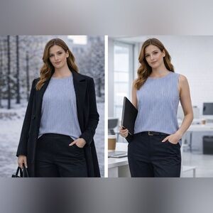 Talbots Sleeveless Blue and White Blouse